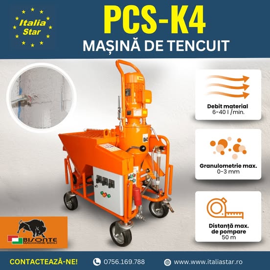 PCS-K4 – Mașina de tencuit trifazică care îți transformă proiectele!