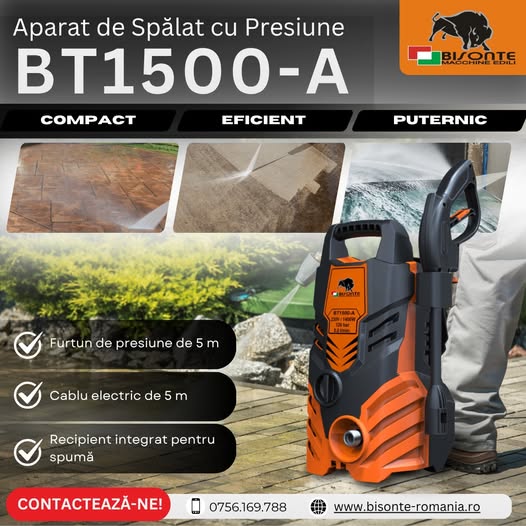 Aparat de Spălat cu Presiune Bisonte BT1500-A: Compact, Eficient și Puter...