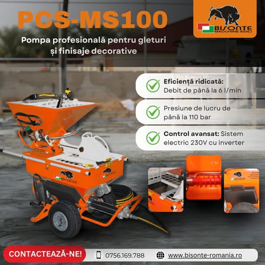 PCS-MS100 – Pompa profesională pentru gleturi și finisaje decorativ...
