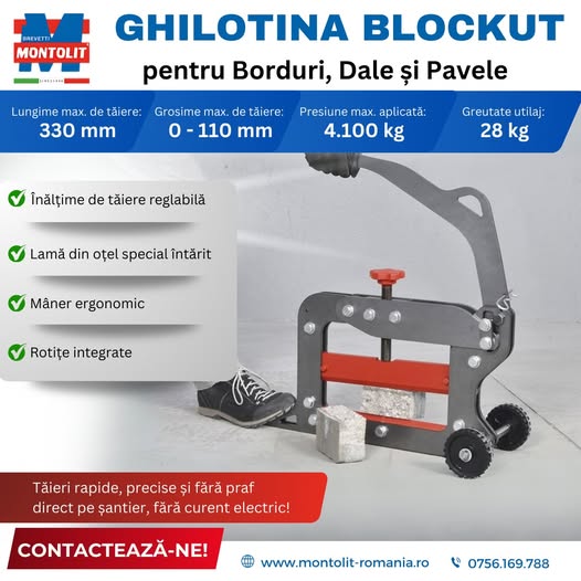 BLOCKUT – Ghilotina profesională Montolit pentru pavele, dale și bo...