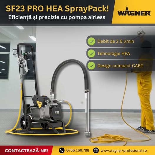 Eficiență și precizie cu pompa airless Wagner SF23 PRO HEA SprayPack!