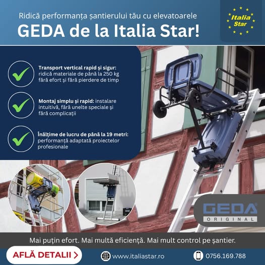 Ridică performanța șantierului tău cu elevatoarele GEDA de la Italia St...