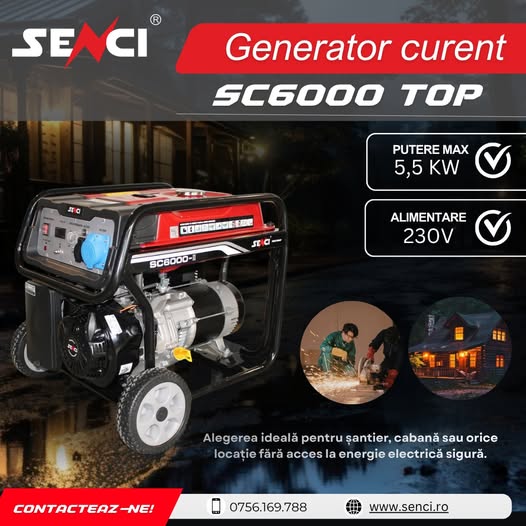 Generator de curent SENCI SC6000 TOP – Putere și fiabilitate oriunde...