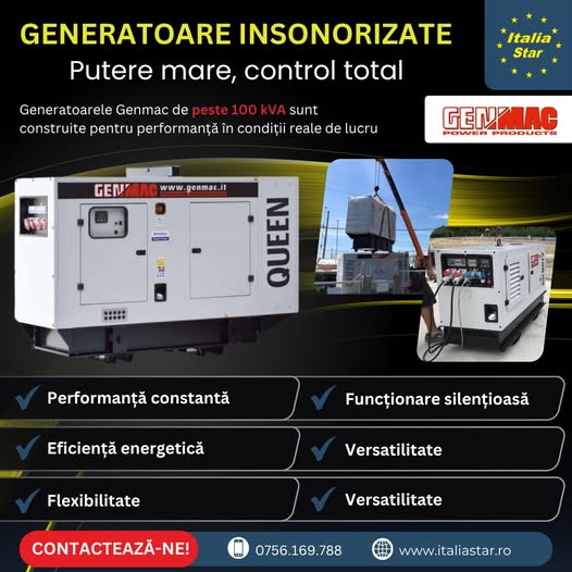 Generatoare insonorizate Genmac – putere mare, control total