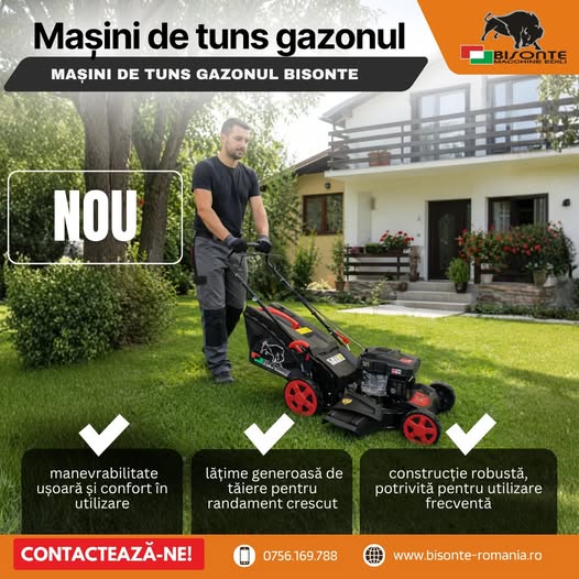 NOU în portofoliu – Mașini de tuns gazonul Bisonte