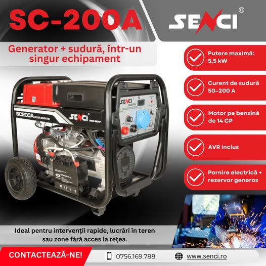Senci SC-200A – generator + sudură, într-un singur echipament
