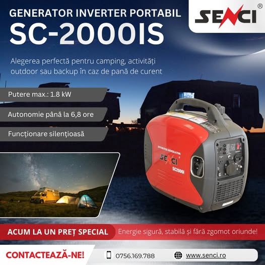 PREȚ SPECIAL pentru Generatorul inverter portabil Senci SC-2000is!