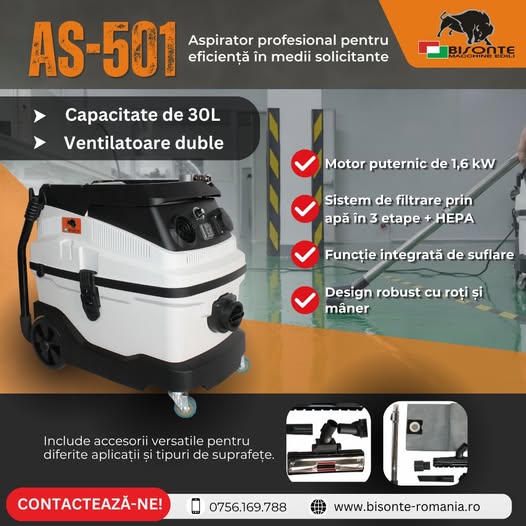 Bisonte AS-501 – aspirator profesional pentru curățenie eficientă ...