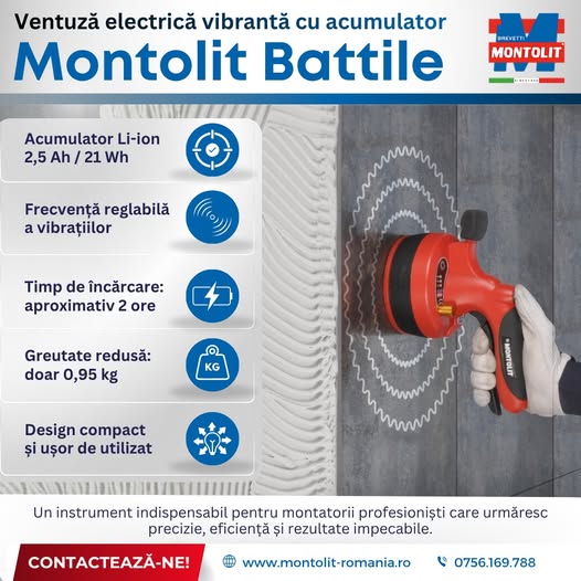 BATTILE – Ventuză electrică vibrantă pentru montaj profesional al ...