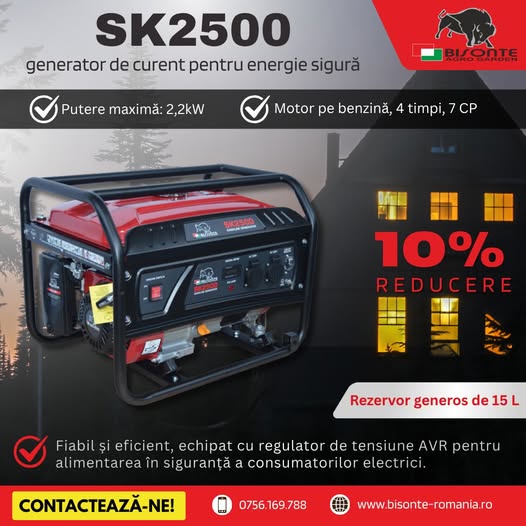 REDUCERE 10% la Generatorul de curent BISONTE SK2500!