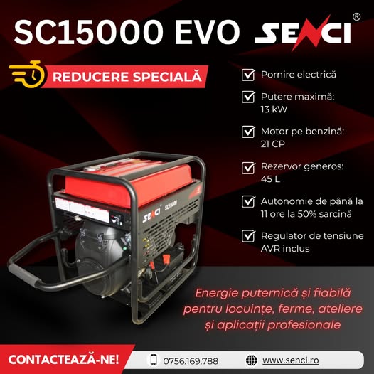 REDUCERE SPECIALĂ la Generatorul de curent SENCI SC15000 EVO