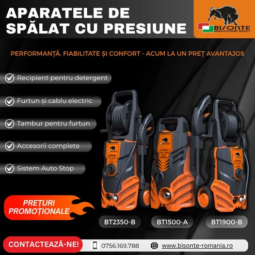 Reduceri la aparatele de spălat cu presiune Bisonte!