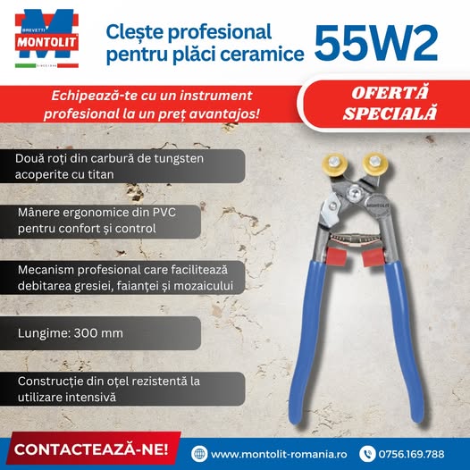 REDUCERE la cleștele profesional pentru plăci ceramice Montolit 55W2!