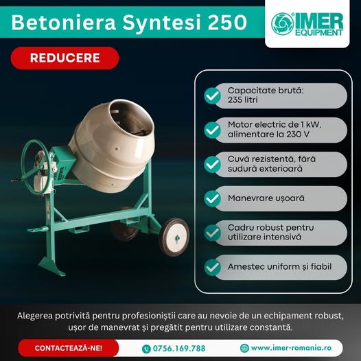 Betoniera Syntesi 250 – eficiență È™i fiabilitate pentru È™antier