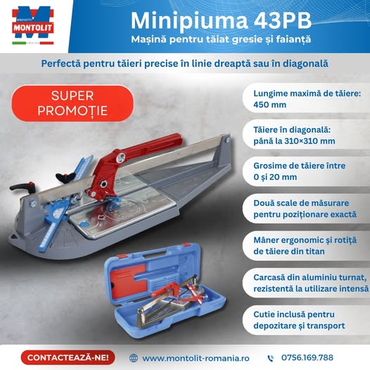 Minipiuma 43PB – maÈ™ină pentru tăiat gresie È™i faianță, precisÄ...
