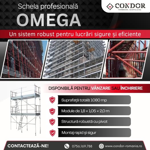 Schelă profesională Omega pentru lucrări sigure și eficiente