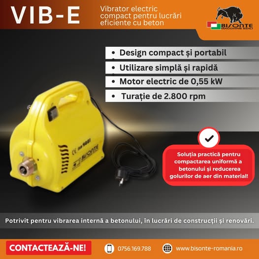 VIB-E – vibrator electric compact pentru lucrări eficiente cu beton