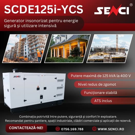 Generator insonorizat SCDE125i-YCS – energie sigură pentru aplicați...