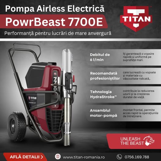 PowrBeast 7700E – pompă airless electrică pentru lucrări de mare a...