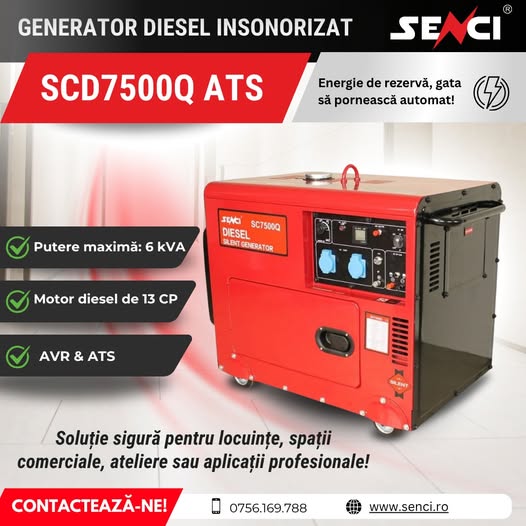 SCD7500Q ATS – generator diesel insonorizat. Energie de rezervă, gat...