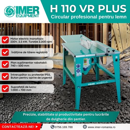 ircular profesional pentru lemn H 110 VR PLUS – 230 V, motor 2,5 kW, ...
