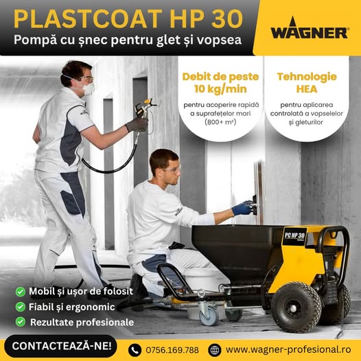 PlastCoat HP 30 – pompă cu șnec pentru glet și vopsea
