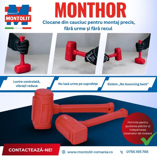MONTHOR – ciocane din cauciuc pentru montaj precis, fără urme și f...