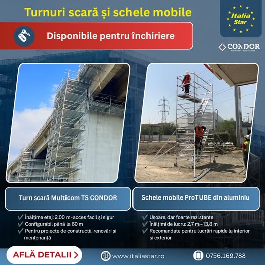 Închiriază turnuri scară și schele mobile pentru lucrări sigure și ef...