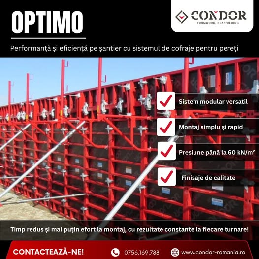 Optimo – sistemul de cofraje pentru pereți de la Condor