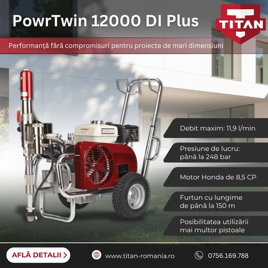 Pompă airless hidraulică PowrTwin 12000 DI Plus – performanță fă...
