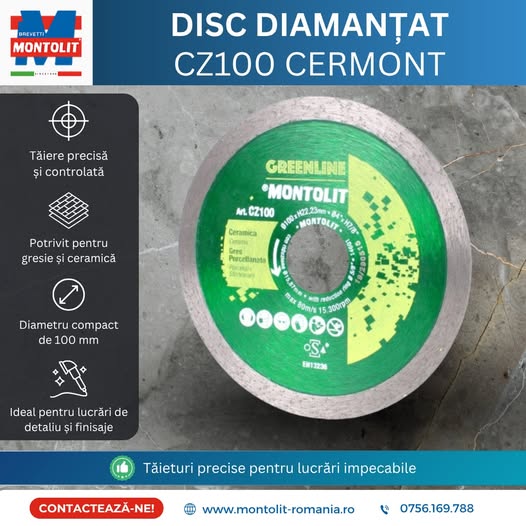Disc diamantat CZ100 CERMONT – tăieturi precise pentru lucrări impe...