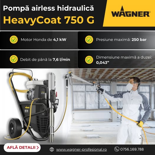 Pompă airless hidraulică HeavyCoat 750 G – performanță ridicată ...