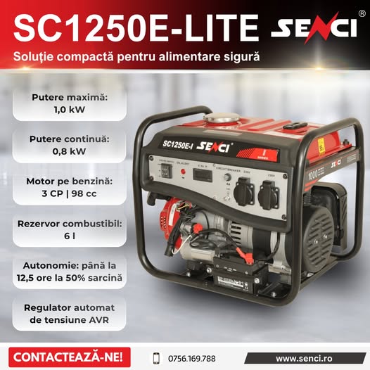 Generator de curent SENCI SC1250E-LITE – SoluÈ›ie compactă pentru al...