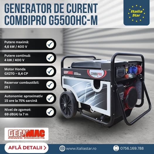 Generator de curent GENMAC CombiPro G5500HC-M – Energie pe care te ba...