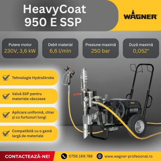 Pompa airless HeavyCoat-950 E SSP -putere reală pentru materiale grele