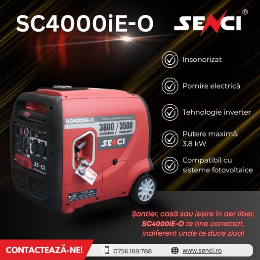 Generator insonorizat SENCI SC4000iE-O: energie oriunde, liniște peste tot...