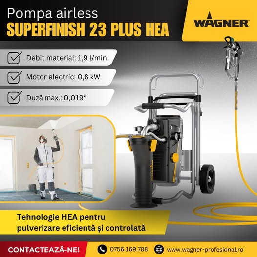 Pompa airless Wagner SuperFinish 23 Plus HEA Spraypack: performanță super...