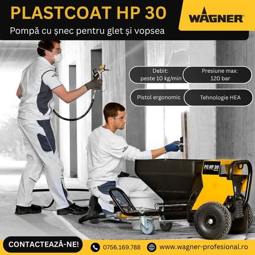 PlastCoat HP 30: pompă cu șnec pentru glet și vopsea. Productivitate mar...