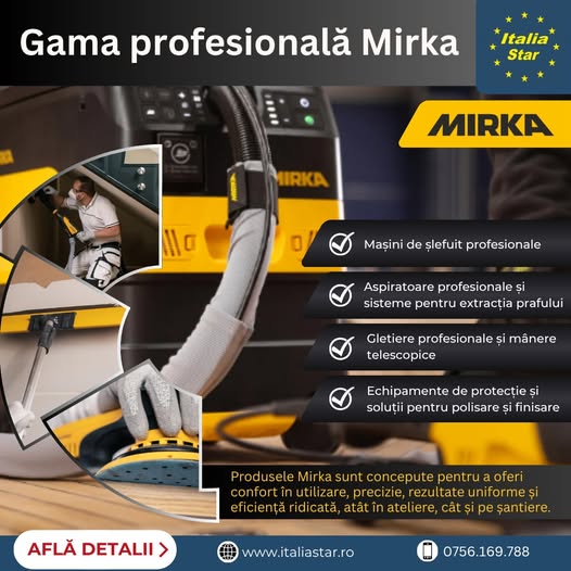 MIRKA: soluții profesionale pentru șlefuire și finisare