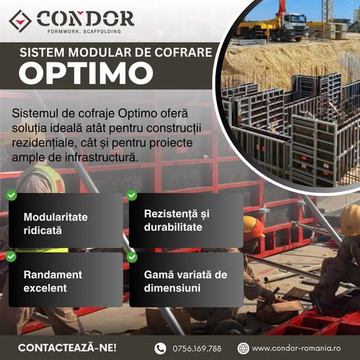 OPTIMO: sistem modular de cofraje pentru pereți și structuri de beton!