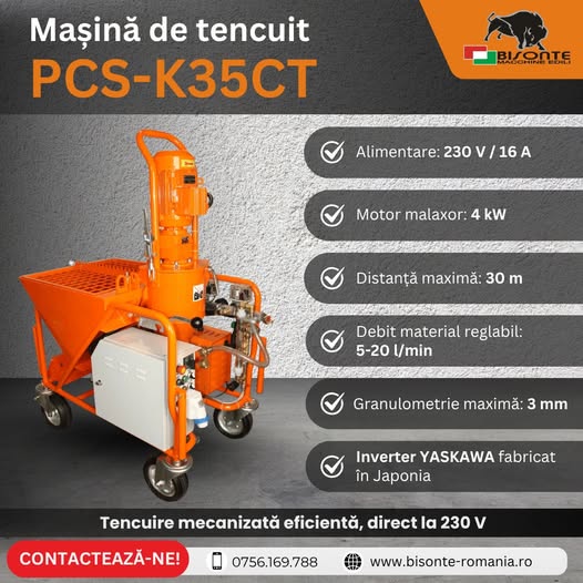 Mașină de tencuit PCS-K35CT – tencuire mecanizată eficientă, dire...