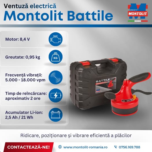 Ventuză electrică BATTILE – ridicare, poziționare și vibrare efic...
