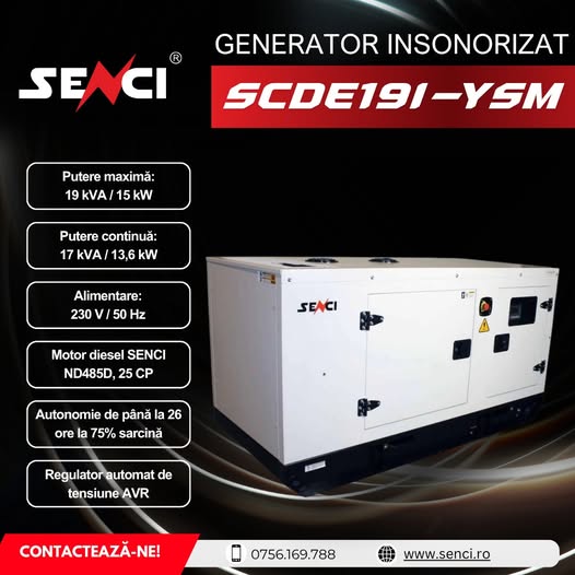 Generator insonorizat SCDE19i-YSM – energie sigură și autonomie ext...