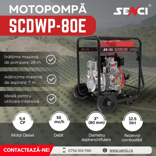 Motopompă SCDWP-80E – debit mare, motor diesel și autonomie pentru ...