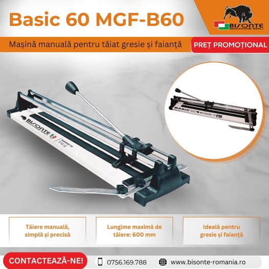 Mașina manuală pentru tăiat gresie/faianță Basic 60 MGF-B60 acum la SU...