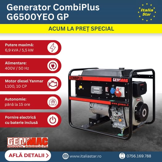 Lichidare de stoc Generator GENMAC CombiPlus G6500YEO GP
