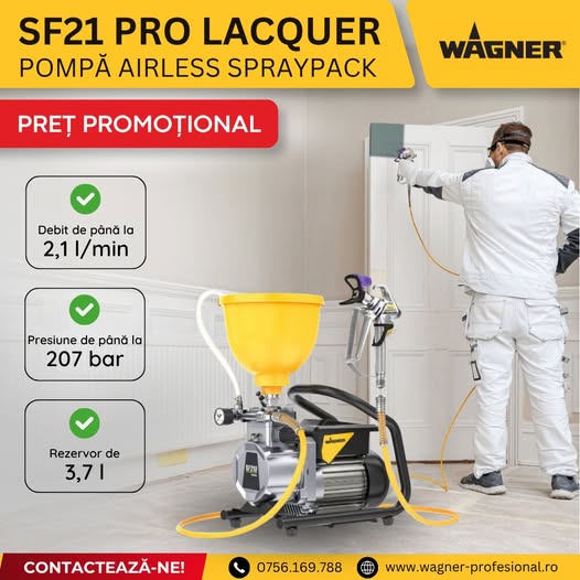 SF21 PRO Lacquer SprayPack – pompă airless profesională, acum la pr...