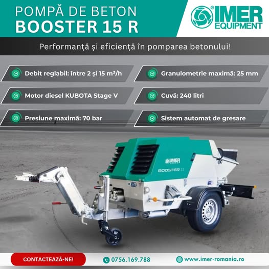 Pompa de beton BOOSTER 15 R: Performanță și eficiență în pomparea bet...