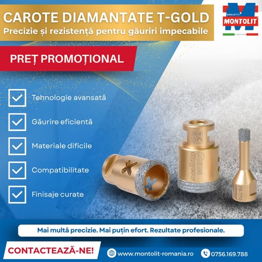 Carote diamantate T-GOLD – Precizie și rezistență pentru găuriri ...