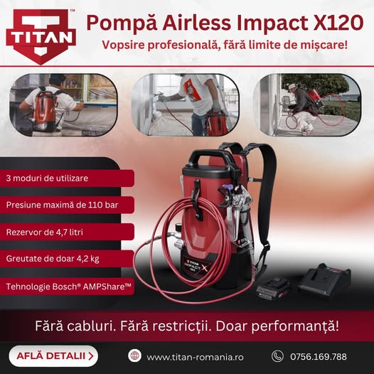 Pompa airless Impact X120 – Vopsire profesională, fără limite de m...